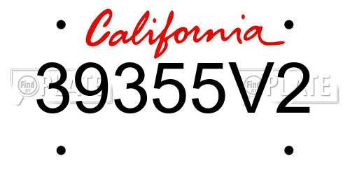39355V2 California License Plate