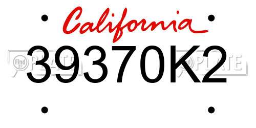39370K2 California License Plate