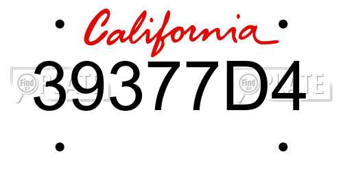 39377D4 California License Plate