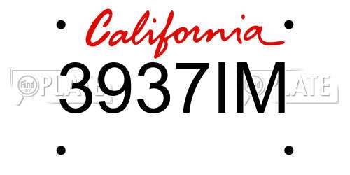 3937IM California License Plate