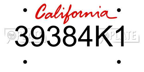 39384K1 California License Plate