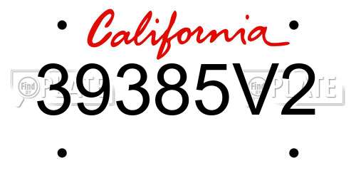 39385V2 California License Plate