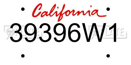 39396W1 California License Plate