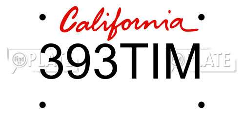 393TIM California License Plate
