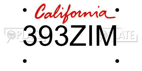 393ZIM California License Plate