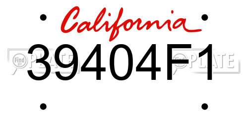 39404F1 California License Plate