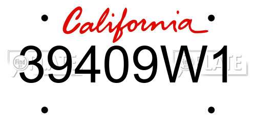 39409W1 California License Plate