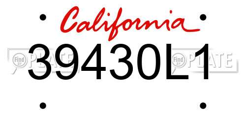 39430L1 California License Plate