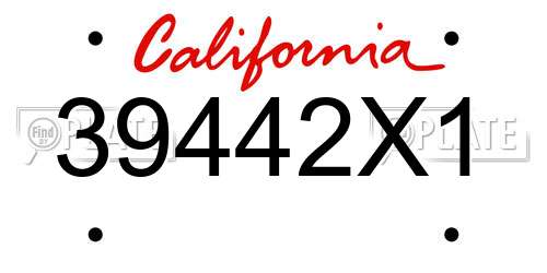 39442X1 California License Plate