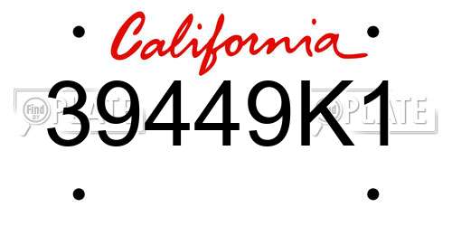 39449K1 California License Plate