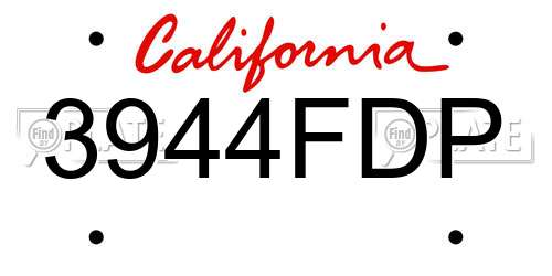 3944FDP California License Plate
