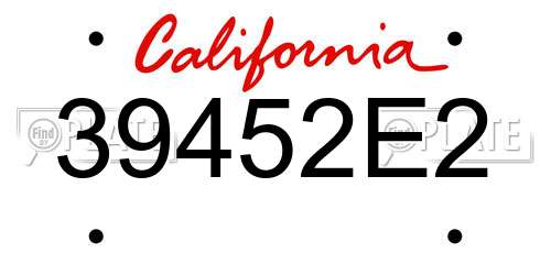 39452E2 California License Plate