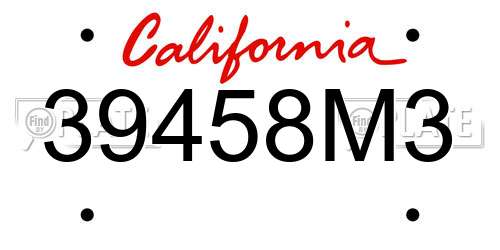 39458M3 California License Plate