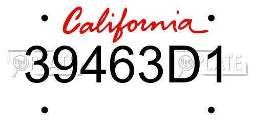 39463D1 California License Plate