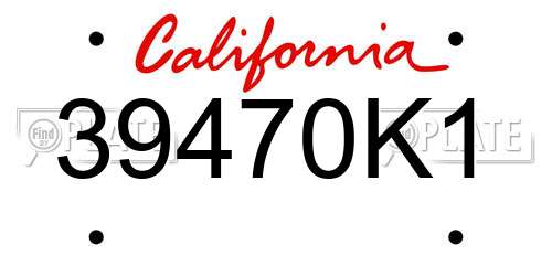 39470K1 California License Plate