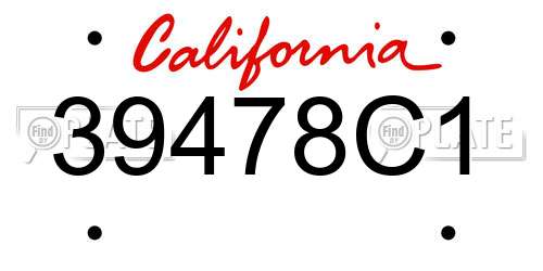 39478C1 California License Plate