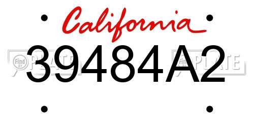 39484A2 California License Plate