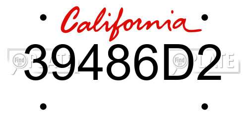 39486D2 California License Plate