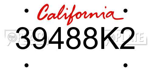 39488K2 California License Plate