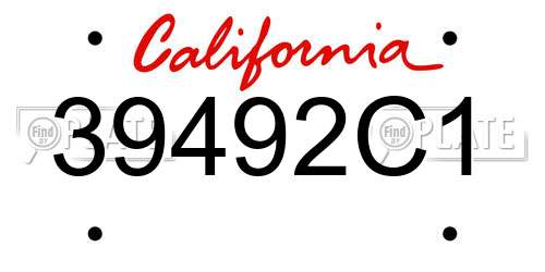 39492C1 California License Plate