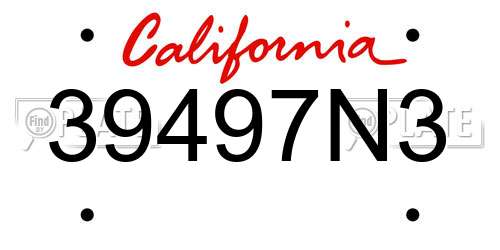 39497N3 California License Plate