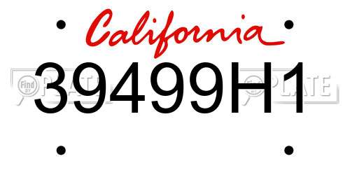 39499H1 California License Plate