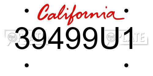 39499U1 California License Plate
