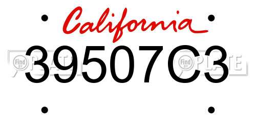 39507C3 California License Plate