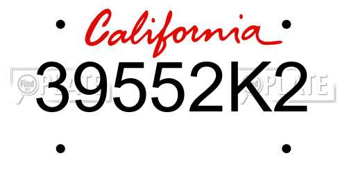 39552K2 California License Plate