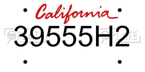 39555H2 California License Plate
