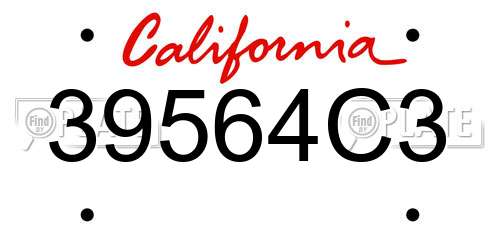 39564C3 California License Plate