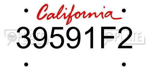 39591F2 California License Plate