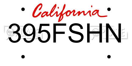 395FSHN California License Plate
