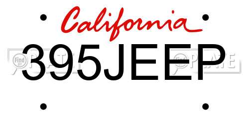 395JEEP California License Plate