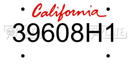 39608H1 California License Plate