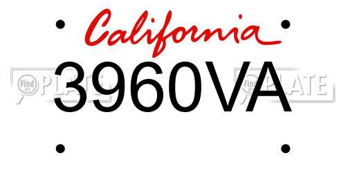 3960VA California License Plate