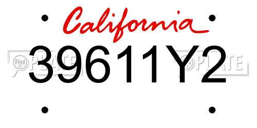 39611Y2 California License Plate