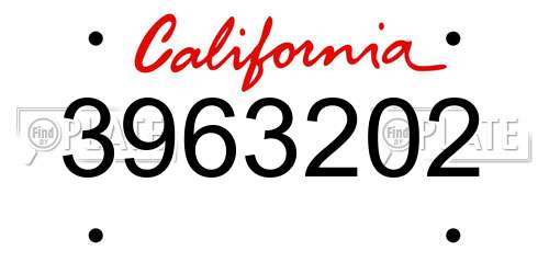 3963202 California License Plate