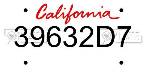 39632D7 California License Plate