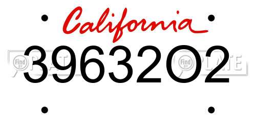 39632O2 California License Plate