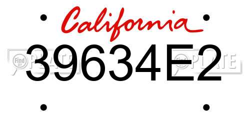 39634E2 California License Plate