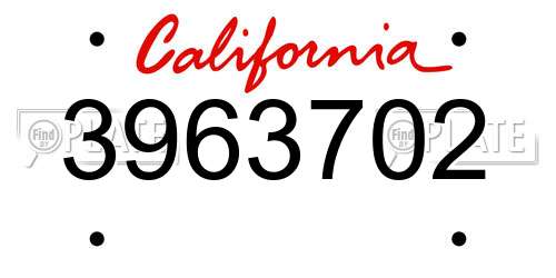 3963702 California License Plate