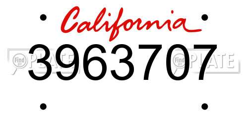 3963707 California License Plate