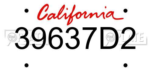 39637D2 California License Plate