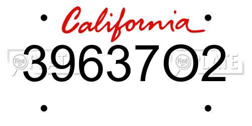 39637O2 California License Plate