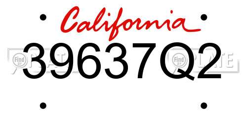 39637Q2 California License Plate