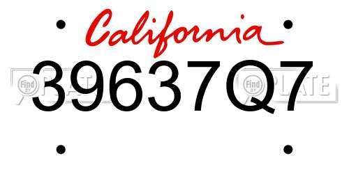 39637Q7 California License Plate