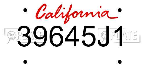 39645J1 California License Plate