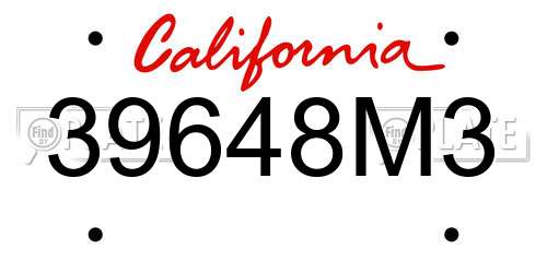 39648M3 California License Plate