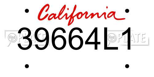 39664L1 California License Plate